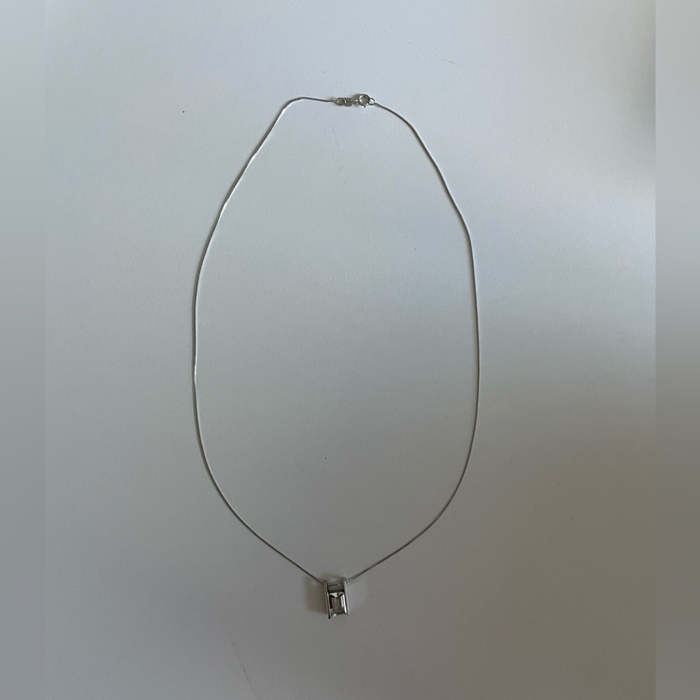 Silver and Blue Minimalist Necklace with Dainty Charm